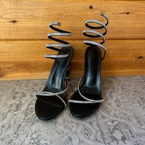 Black and Silver Spiral Heels